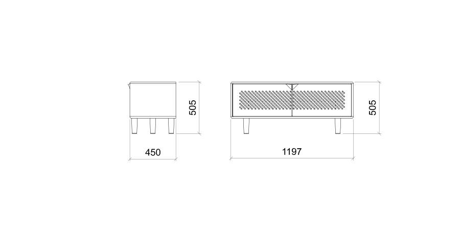 TV-kast met raster 2-deurs - Theuns Eiken meubels